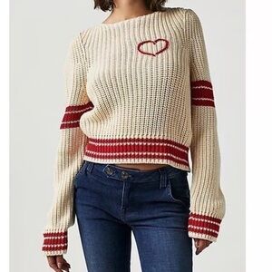 Free people heart striped sweater.  Size medium.